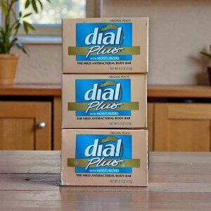 3 Vintage Dial Plus Moisturizing Antibacterial Body SoapBars 4.5oz Discontinued